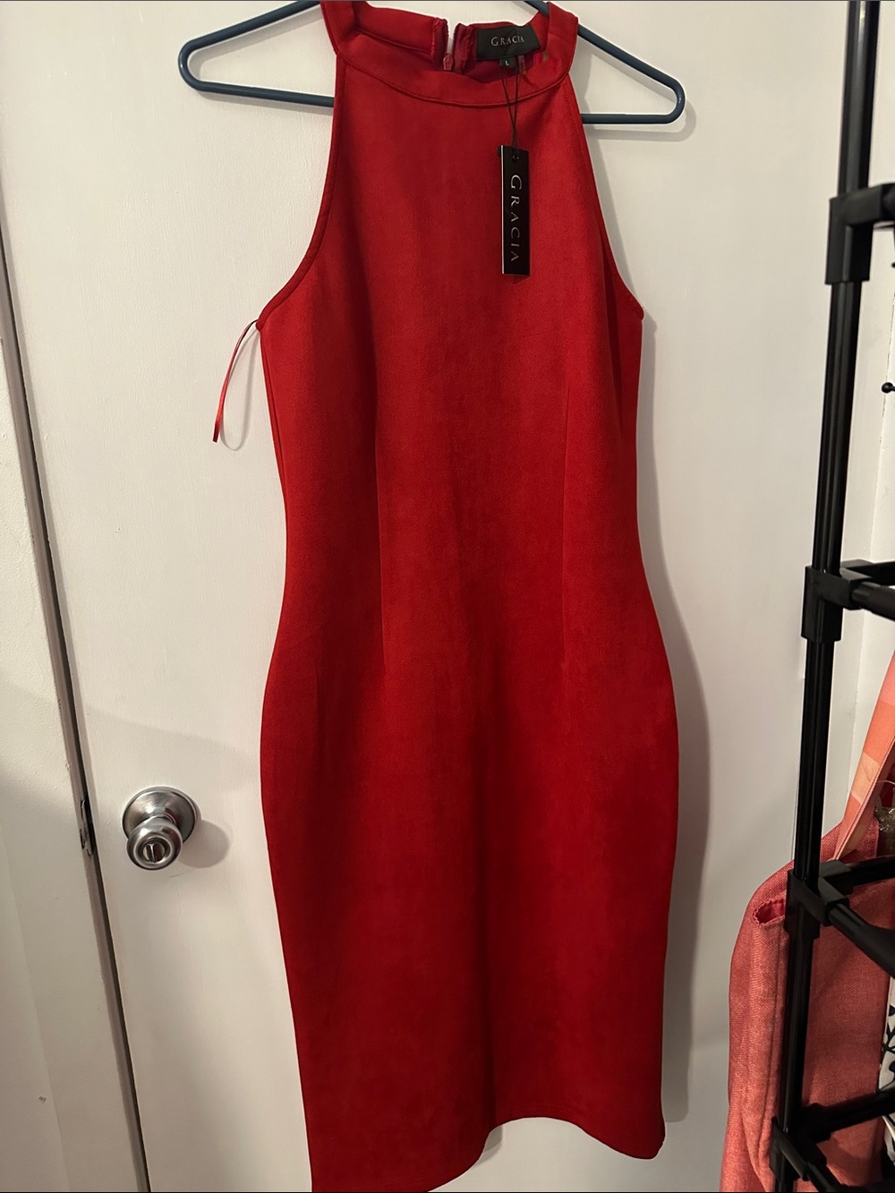 Gracia Red Halter Midi Dress